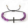 Natural Amethyst Round Bead Braided Bead Bracelets FL7803-6-1