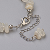 Natural White Moonstone Chip Beads Anklets AJEW-AN00229-02-3