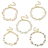 Brass Enamel Flat Round Evil Eye Link Chain Bracelets for Women BJEW-G764-01G-2