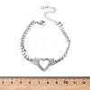 304 Stainless Steel Heart Link Bracelets BJEW-F544-01P-3