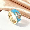 Brass Micro Pave Cubic Zirconia Enamel Cuff Rings for Women RJEW-L113-019G-07-2