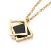 Black Synthetic Shell Double Rhombus Pendant Necklace NJEW-A004-01G-1