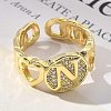 Brass Micro Pave Clear Cubic Zirconia Open Cuff Rings for Women RJEW-K289-02G-N-3