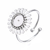 Non-Tarnish 304 Stainless Steel Open Cuff Finger Ring Cabochon Settings LS-STAS-T060-14P-3