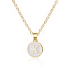Alloy White Enamel Flat Round with Letter Pendant Necklaces FS-WG63565-24-1
