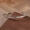 925 Sterling Silver Cuff Bangles for Women BJEW-A037-01P-3