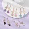 Alloy Enamel Flower & Brass Butterfly Dangle Earrings EJEW-JE05404-4