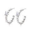 Rack Plating Brass Micro Pave Cubic Zirconia Stud Earrings EJEW-F297-02P-2