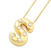 Brass & Plastic Pearl Letter Pandent Box Chain Necklaces for Women NJEW-U017-01G-19-2