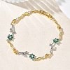 Brass Micro Pave Cubic Zirconia Link Chain Bracelets for Women BJEW-C156-04B-04GP-2