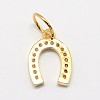 CZ Brass Micro Pave Cubic Zirconia Horse Shoe Charms ZIRC-L018-13-3