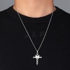 Brass Micro Pave Clear Zirconia Cross Pendant Necklaces NJEW-M211-05B-P-3