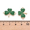 Rack Plating Alloy Green Enamel Shamrock Connector Charms ENAM-N056-354G-3