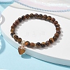 Natural Tiger Eye Round Beaded Stretch Bracelets BJEW-JB09727-04-2