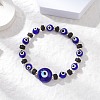 Natural Lava Rock & Handmade Lampwork Beads Stretch Bracelets BJEW-JB11984-01-1