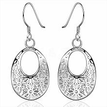 Vogue Design Filigree Oval Brass Dangle Earrings EJEW-BB08255-S