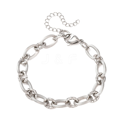 8MM 304 Stainless Oval Link Chain Bracelets SA-CBA725A-27P-1