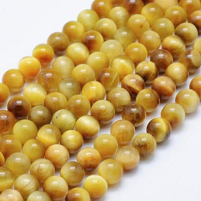 Natural Gold Tiger Eye Beads Strands G-K203-84-6mm-1