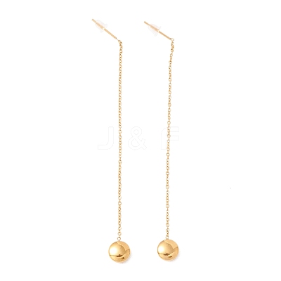 Long Chain with Round Ball Dangle Stud Earrings EJEW-A067-17G-1