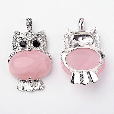 Natural Rose Quartz Pendants G-G884-B03-FF-1