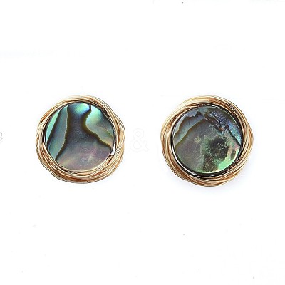Abalone Shell/Paua Shell Stud Earrings EJEW-JE03864-02-1