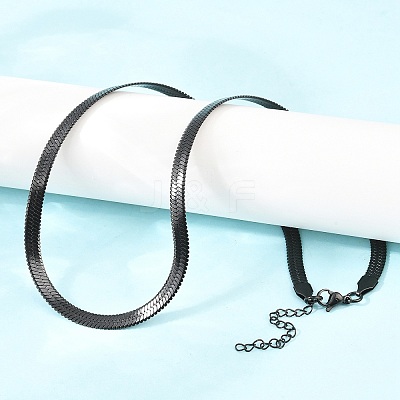 5MM 304 Stainless Steel Flat Snake Chain Necklaces for Women Men NJEW-Z115-05EB-1