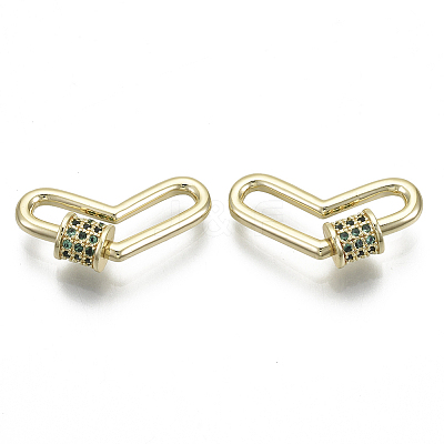 Brass Micro Pave Cubic Zirconia Screw Carabiner Lock Charms KK-R136-066A-NF-1