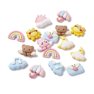 Spray Painted Resin Cabochons RESI-G031-08-1