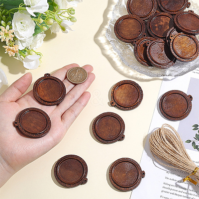 20Pcs Wooden Pendant Cabochon Settings WOOD-AR0001-55-1