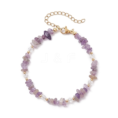 Natural Amethyst Chip Beaded Bracelets for Women BJEW-JB11742-03-1