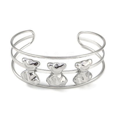 Non-Tarnish 304 Stainless Steel Wide Hollow Bowknot Open Cuff Bangles BJEW-Q348-04P-03-1