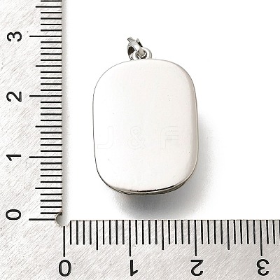 Brass Dodger Blue Glitter Enamel Rectangle Pendants KK-K398-14P-1