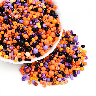 Halloween Theme Glass Seed Beads X-SEED-N007-13J-1