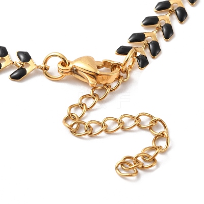 Enamel Ear of Wheat Link Chains Bracelet BJEW-P271-02G-01-1