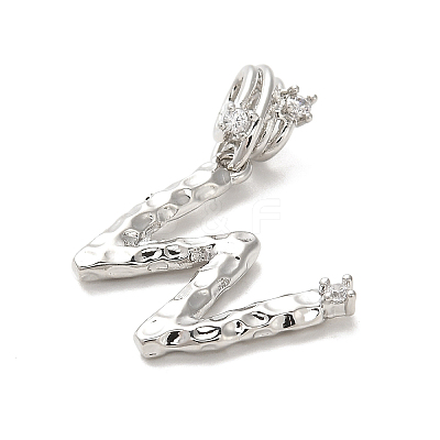 Rack Plating Brass Micro Pave Cubic Zirconia European Dangle Charms KK-L210-015P-W-1