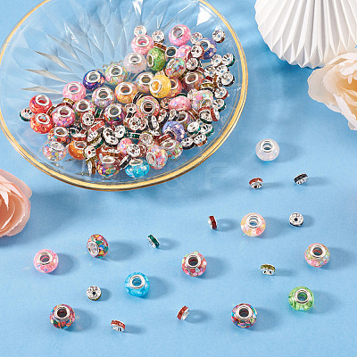 50Pcs Transparent Resin Rondelle European Beads RESI-TA0005-62-1
