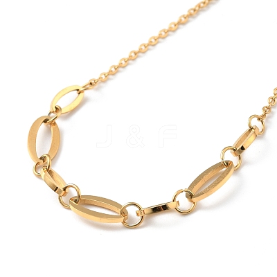 304 Stainless Steel Oval Link Bracelet for Women BJEW-G640-07G-1