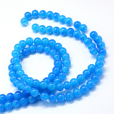 Baking Paint Imitation Jade Glass Round Bead Strands X-DGLA-Q021-6mm-13-1