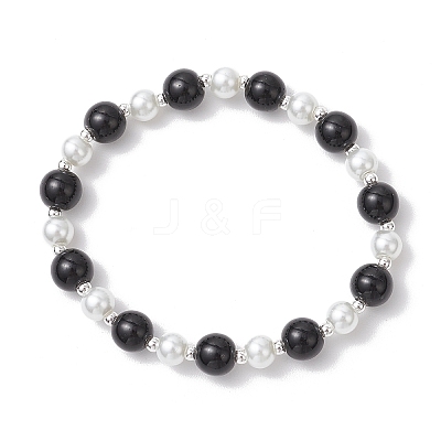 Glass Pearl Round Beaded Bracelets for Women BJEW-JB11958-1