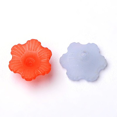 Mixed Color Transparent Frosted Acrylic Flower Bead Caps X-PL561M-1