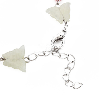 Butterfly Natural New Jade Beaded Bracelets for Girl Women BJEW-S145-002B-1