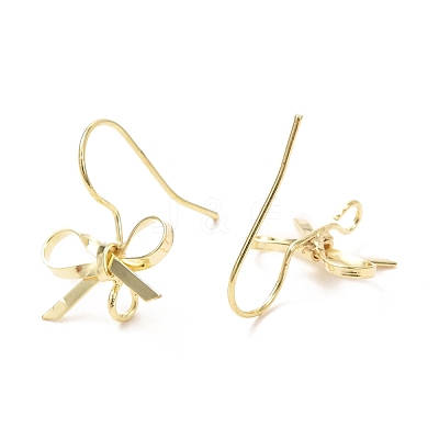 Bowknot Shape Brass Earring Hooks KK-K256-01G-1