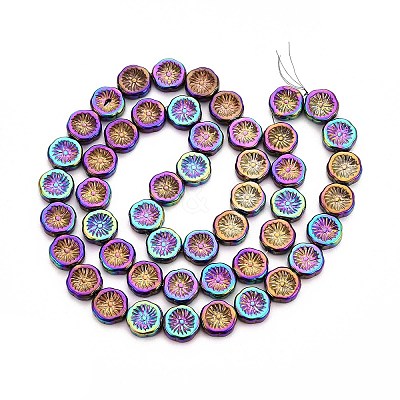 Half Electroplate Baking Paint Glass Beads Strands EGLA-K061-11A-AB08-1