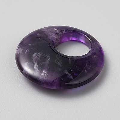 Natural Amethyst China Safety Buckle Pendants G-WH0030-30G-1