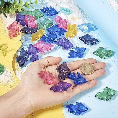 42Pcs 7 Colors Transparent Acrylic Pendants MACR-TA0001-57-1
