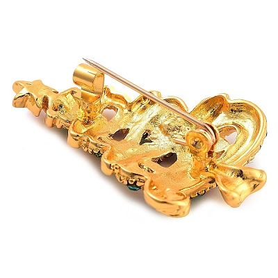 Christmas Theme Alloy Colorful Rhinestone Brooches JEWB-S022-02B-G-1