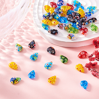 50Pcs Handmade Millefiori Glass Charms LK-CJ0001-07-1