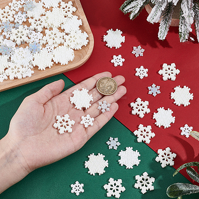 100Pcs 4 Styles Christmas Opaque & Transparent Resin Cabochons RESI-NB0002-15-1