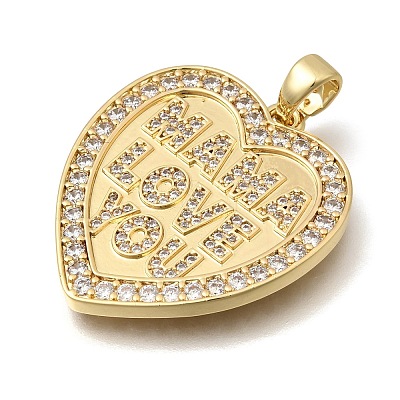Mother's Day Brass Micro Pave Clear Cubic Zirconia Pendants KK-C255-36G-1