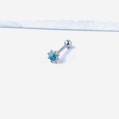 Sun 316L Surgical Stainless Steel with Synthetic Opal Tongue Rings FS-WGFD6E3-15-1